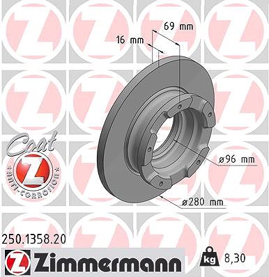 Zimmermann Bremsscheibe [Hersteller-Nr. 250.1358.20] für Ford