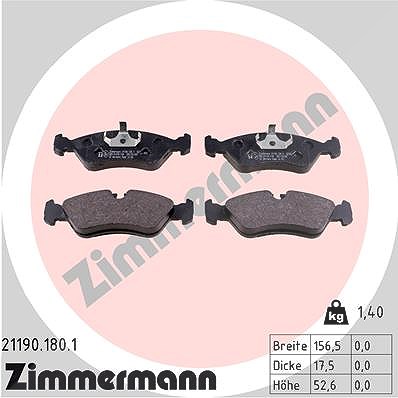 Zimmermann Bremsbelagsatz, Scheibenbremse [Hersteller-Nr. 21190.180.1] für Vauxhall, Opel, Daewoo