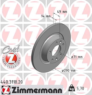 Zimmermann Bremsscheibe [Hersteller-Nr. 440.3118.20] für Fiat, Peugeot, Citroën