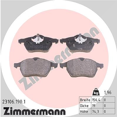 Zimmermann Bremsbelagsatz, Scheibenbremse [Hersteller-Nr. 23106.190.1] für Volvo