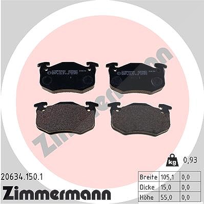 Zimmermann Bremsbelagsatz, Scheibenbremse [Hersteller-Nr. 20634.150.1] für Renault