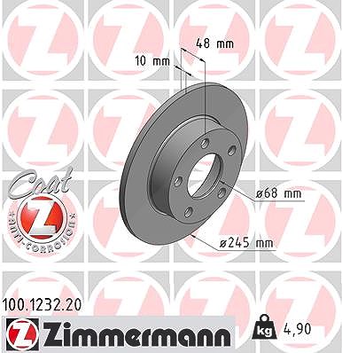 Zimmermann Bremsscheibe [Hersteller-Nr. 100.1232.20] für VW, Audi