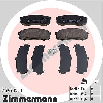 Zimmermann Bremsbelagsatz, Scheibenbremse [Hersteller-Nr. 21947.155.1] für Mitsubishi, Lexus, Toyota