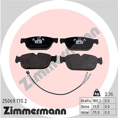 Zimmermann Bremsbelagsatz, Scheibenbremse [Hersteller-Nr. 25069.170.2] für Ds, Peugeot, Peugeot (df-psa), Citroën
