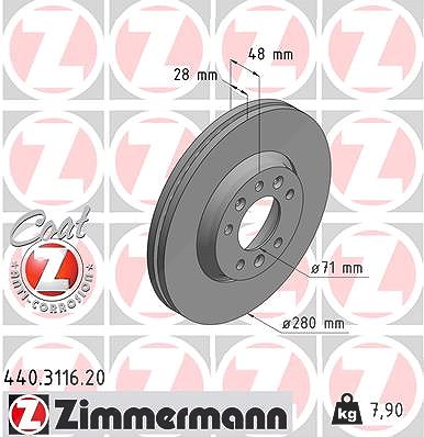 Zimmermann Bremsscheibe [Hersteller-Nr. 440.3116.20] für Fiat, Peugeot, Citroën