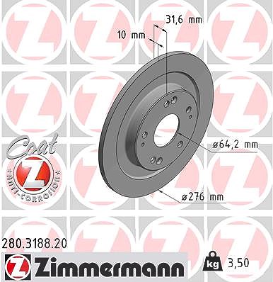 Zimmermann Bremsscheibe [Hersteller-Nr. 280.3188.20] für Honda