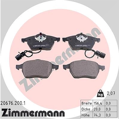 Zimmermann Bremsbelagsatz, Scheibenbremse [Hersteller-Nr. 20676.200.1] für Audi