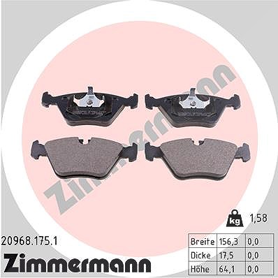 Zimmermann Bremsbelagsatz, Scheibenbremse [Hersteller-Nr. 20968.175.1] für Daimler, Jaguar