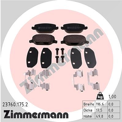 Zimmermann Bremsbelagsatz, Scheibenbremse [Hersteller-Nr. 23760.175.2] für Alfa Romeo, Lancia