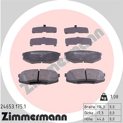 Zimmermann Bremsbelagsatz, Scheibenbremse [Hersteller-Nr. 24653.175.1] für Toyota, Lexus