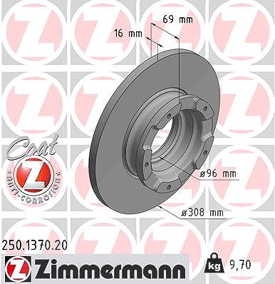 Zimmermann Bremsscheibe Hinterachse Voll [Hersteller-Nr. 250.1370.20] für Ford