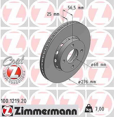 Zimmermann Bremsscheibe [Hersteller-Nr. 100.1219.20] für Audi
