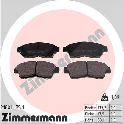 Zimmermann Bremsbelagsatz, Scheibenbremse [Hersteller-Nr. 21601.175.1] für Toyota