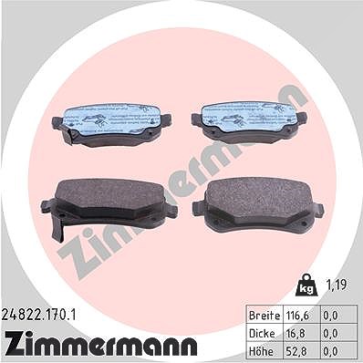 Zimmermann Bremsbelagsatz, Scheibenbremse [Hersteller-Nr. 24822.170.1] für Fiat, VW, Dodge