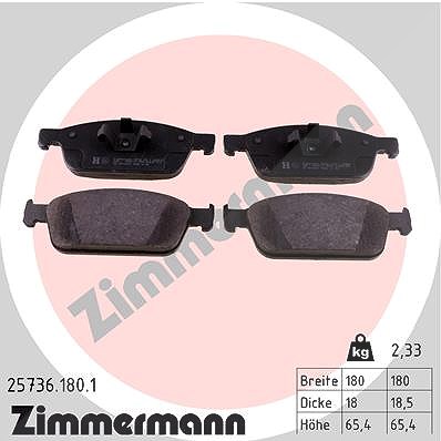 Zimmermann Bremsbelagsatz, Scheibenbremse [Hersteller-Nr. 25736.180.1] für Ford