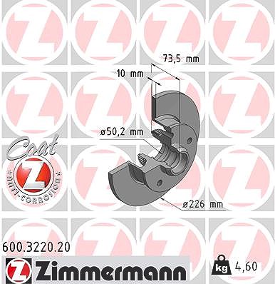 Zimmermann Bremsscheibe [Hersteller-Nr. 600.3220.20] für VW, Seat