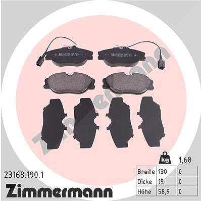 Zimmermann Bremsbelagsatz, Scheibenbremse [Hersteller-Nr. 23168.190.1] für Lancia, Alfa Romeo, Fiat