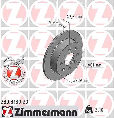 Zimmermann Bremsscheibe [Hersteller-Nr. 280.3180.20] für Honda