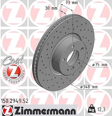 Zimmermann 1x Bremsscheibe Vorderachse Links [Hersteller-Nr. 150.2949.52] für BMW