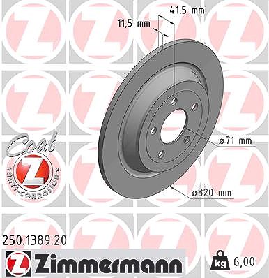 Zimmermann Bremsscheibe [Hersteller-Nr. 250.1389.20] für Ford Usa