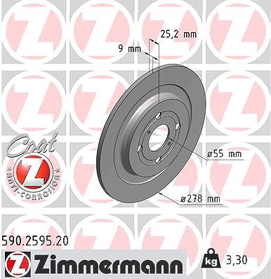Zimmermann Bremsscheibe [Hersteller-Nr. 590.2595.20] für Toyota