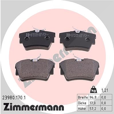 Zimmermann Bremsbeläge hinten (Satz) [Hersteller-Nr. 23980.170.1] für Fiat, Vauxhall, Opel, Renault, Nissan