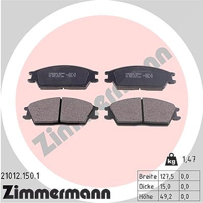 Zimmermann Bremsbelagsatz, Scheibenbremse [Hersteller-Nr. 21012.150.1] für Hyundai, Honda
