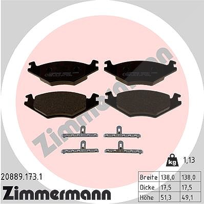 Zimmermann Bremsbelagsatz, Scheibenbremse [Hersteller-Nr. 20889.173.1] für Seat, VW