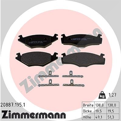 Zimmermann Bremsbelagsatz, Scheibenbremse [Hersteller-Nr. 20887.195.1] für Seat, VW