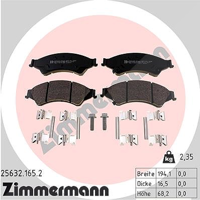 Zimmermann Bremsbelagsatz, Scheibenbremse [Hersteller-Nr. 25632.165.2] für Ford, Mazda, Ford Usa