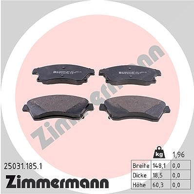 Zimmermann Bremsbelagsatz, Scheibenbremse [Hersteller-Nr. 25031.185.1] für Vauxhall, Opel, Chevrolet