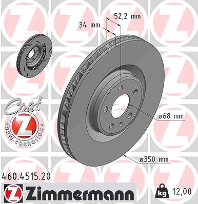 Zimmermann 1x Bremsscheibe Vorderachse Rechts [Hersteller-Nr. 460.4515.20] für Porsche
