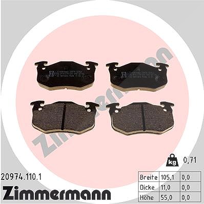 Zimmermann Bremsbelagsatz, Scheibenbremse [Hersteller-Nr. 20974.110.1] für Renault