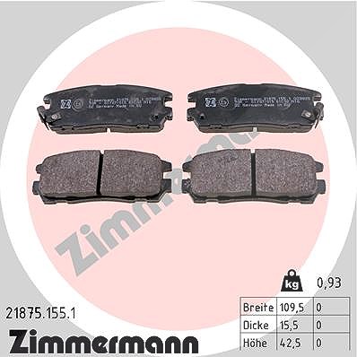 Zimmermann Bremsbelagsatz, Scheibenbremse [Hersteller-Nr. 21875.155.1] für Isuzu, Opel, Vauxhall