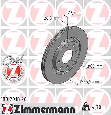 Zimmermann Bremsscheibe [Hersteller-Nr. 180.2018.20] für Peugeot, Citroën