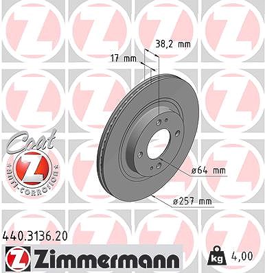 Zimmermann Bremsscheibe [Hersteller-Nr. 440.3136.20] für Mitsubishi, Peugeot, Citroën