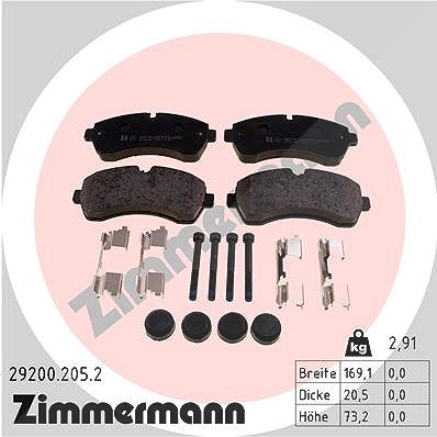 Zimmermann Bremsbelagsatz, Scheibenbremse [Hersteller-Nr. 29200.205.2] für VW, Mercedes-Benz