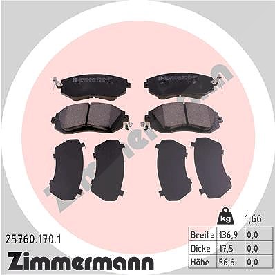 Zimmermann Bremsbelagsatz, Scheibenbremse [Hersteller-Nr. 25760.170.1] für Toyota, Subaru
