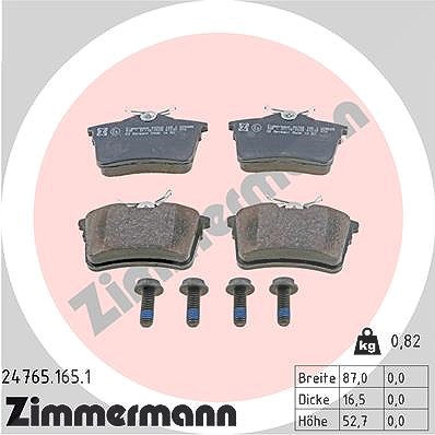 Zimmermann Bremsbelagsatz, Scheibenbremse [Hersteller-Nr. 24765.165.1] für Peugeot, Citroën