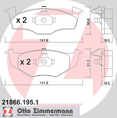 Zimmermann Bremsbelagsatz, Scheibenbremse [Hersteller-Nr. 21866.195.1] für Seat, VW