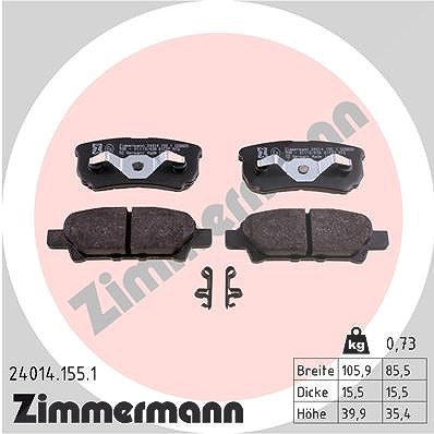 Zimmermann Bremsbelagsatz, Scheibenbremse [Hersteller-Nr. 24014.155.1] für Chrysler, Dodge, Jeep, Mitsubishi