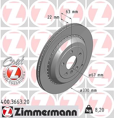 Zimmermann Bremsscheibe [Hersteller-Nr. 400.3663.20] für Mercedes-Benz