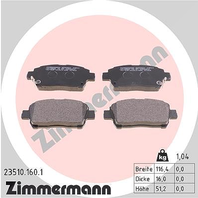 Zimmermann Bremsbelagsatz, Scheibenbremse [Hersteller-Nr. 23510.160.1] für Toyota