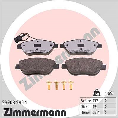 Zimmermann Bremsbelagsatz, Scheibenbremse [Hersteller-Nr. 23708.990.1] für Lancia, Abarth, Peugeot, Fiat, Opel, Citroën