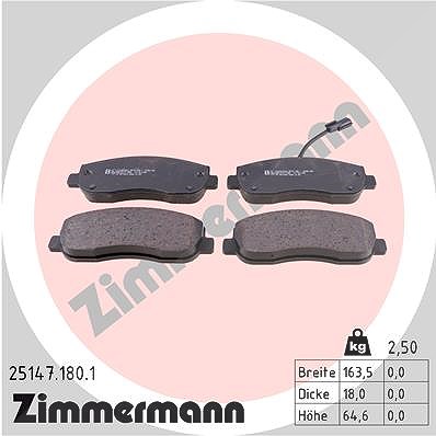 Zimmermann Bremsbeläge inkl. VWK Vorne (Satz) [Hersteller-Nr. 25147.180.1] für Nissan, Renault, Opel