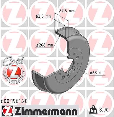 Zimmermann Bremstrommel [Hersteller-Nr. 600.1961.20] für VW