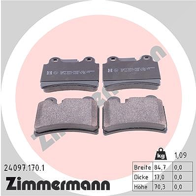 Zimmermann Bremsbelagsatz, Scheibenbremse [Hersteller-Nr. 24097.170.1] für VW