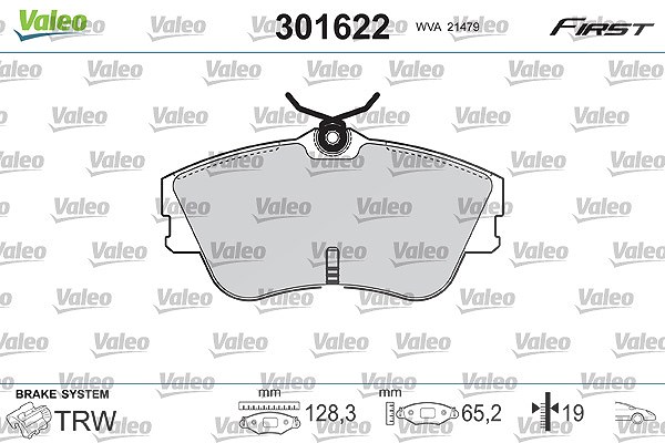 Valeo Bremsbelagsatz, Scheibenbremse [Hersteller-Nr. 301622] für VW