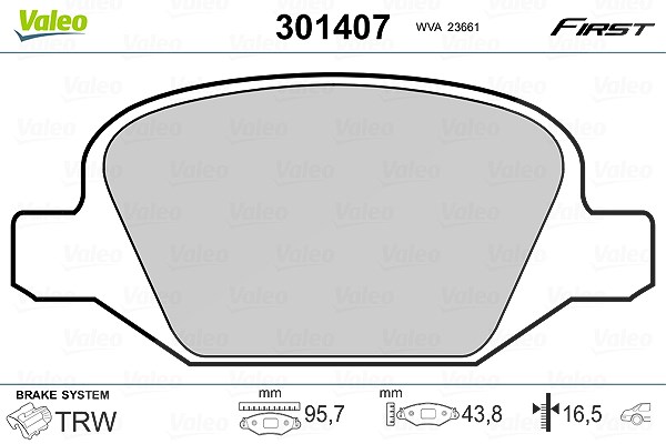 Valeo Bremsbelagsatz, Scheibenbremse [Hersteller-Nr. 301407] für Lancia, Fiat, Alfa Romeo