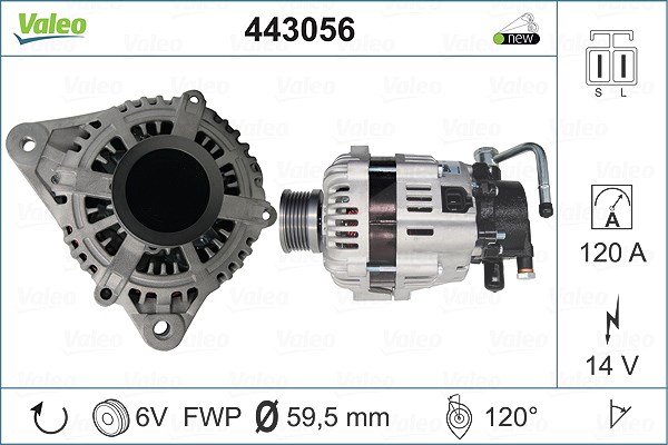Valeo Lichtmaschine 120 A [Hersteller-Nr. 443056] für Hyundai, Kia